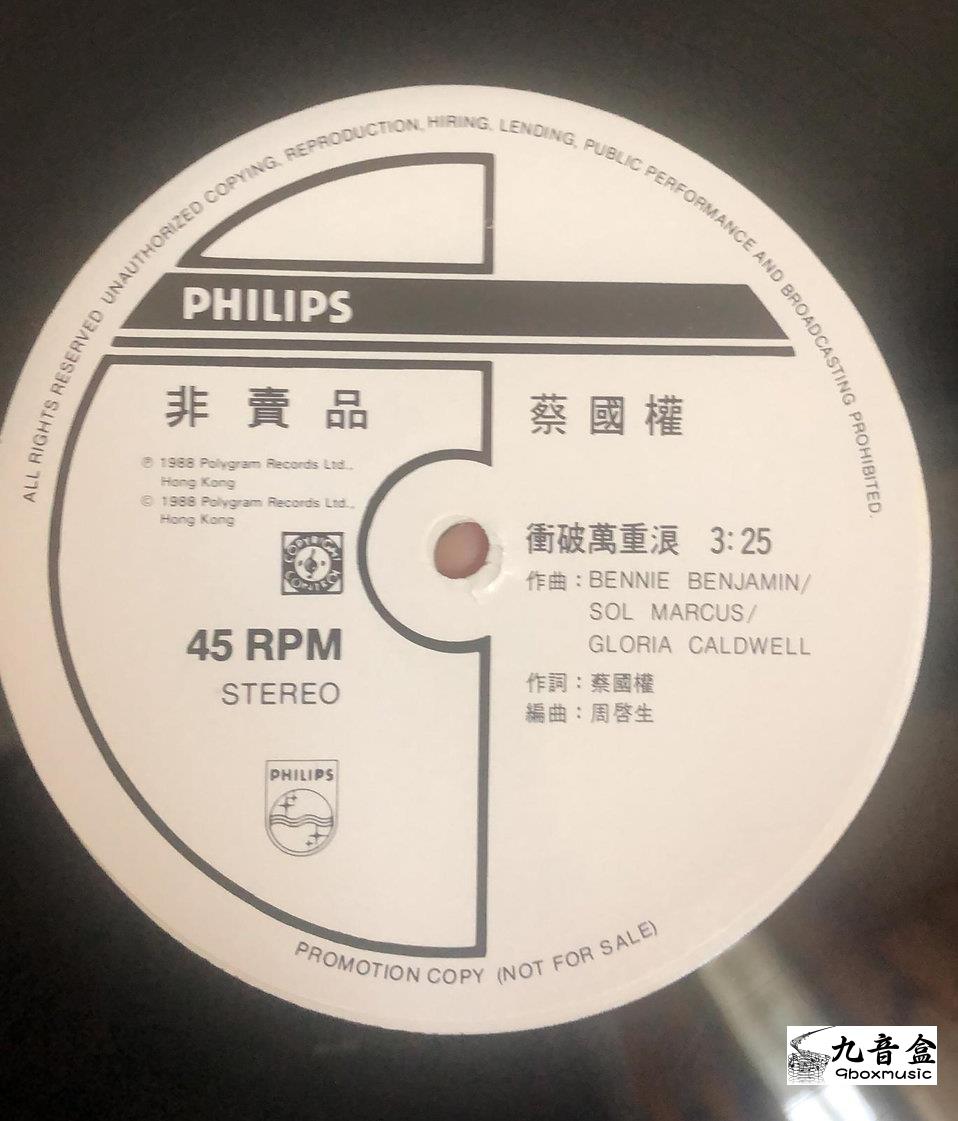 蔡國權《衝破萬重浪 白版》黑膠LP黑膠盤面實拍｜九音盒收購
