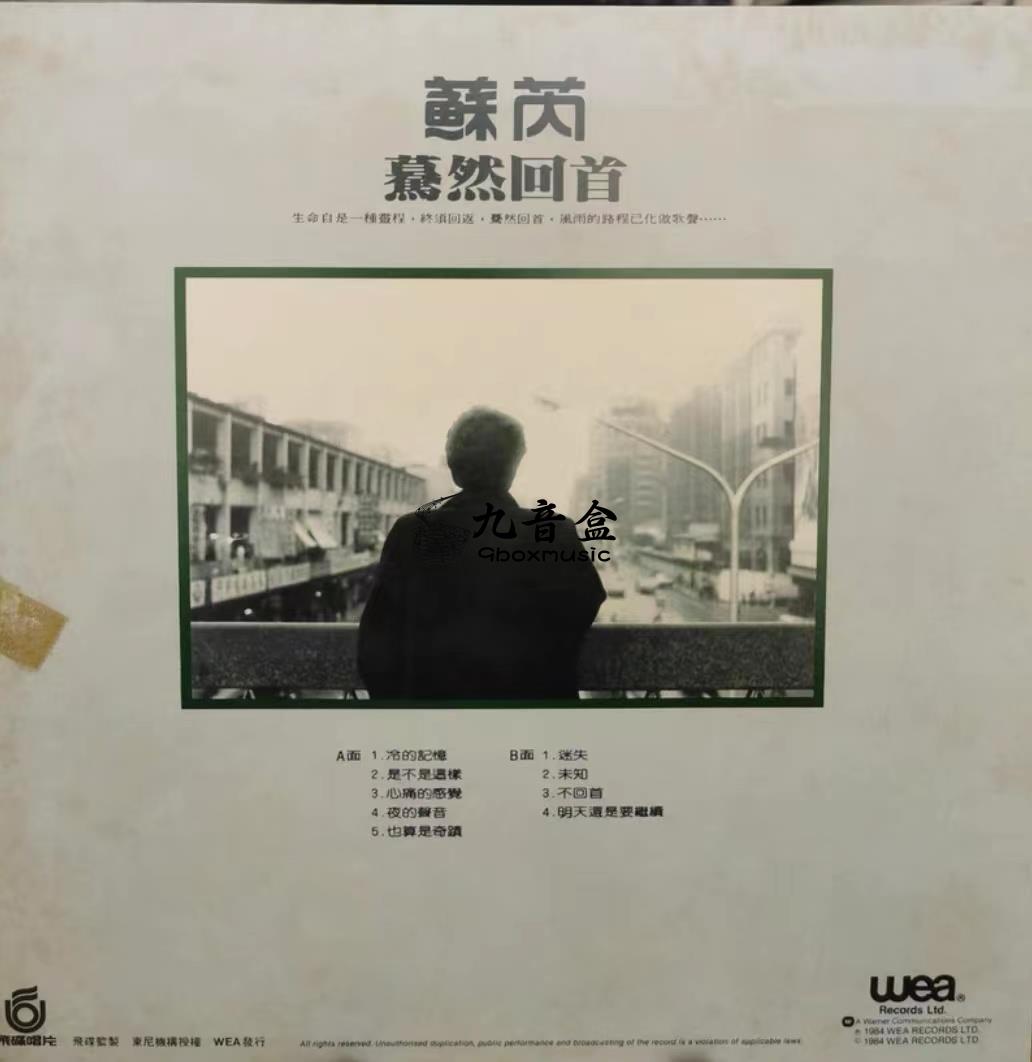 蘇芮《驀然回首》黑膠LP黑膠盤面實拍｜九音盒收購