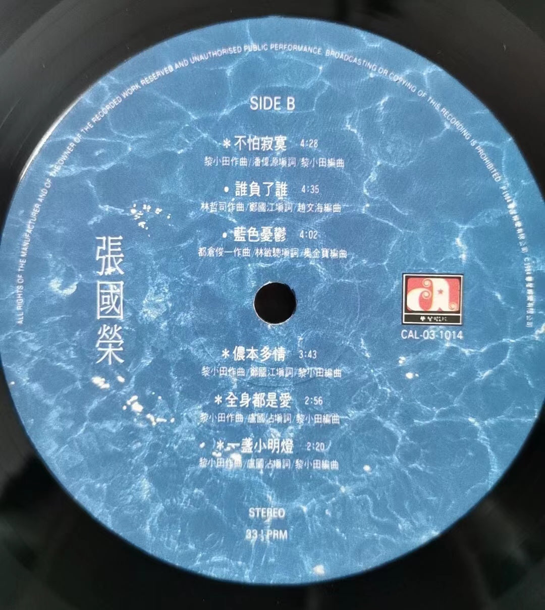 張國榮《始終會行運》黑膠LP封底與曲目資訊｜九音盒上門回收