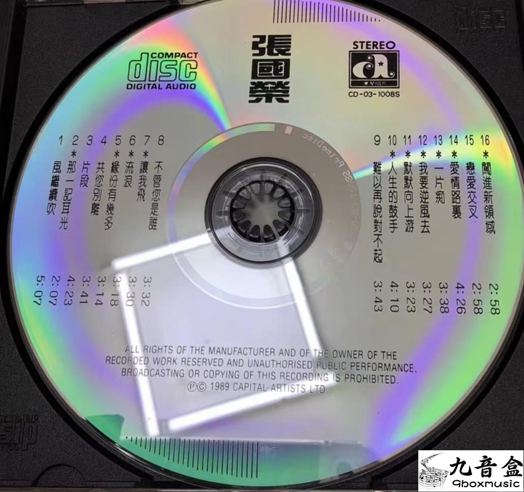 張國榮CD封底與曲目資訊｜九音盒上門回收