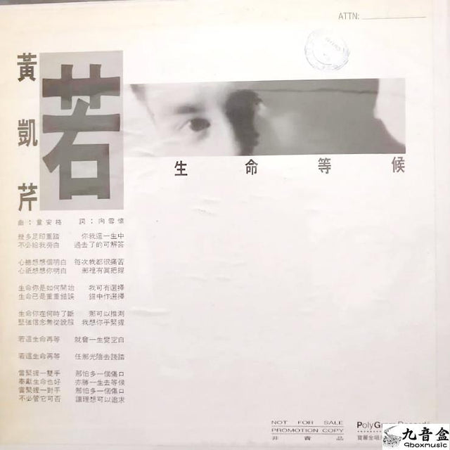 黃凱芹《白版 若生命等候》黑膠LP唱片封套正面｜九音盒回收